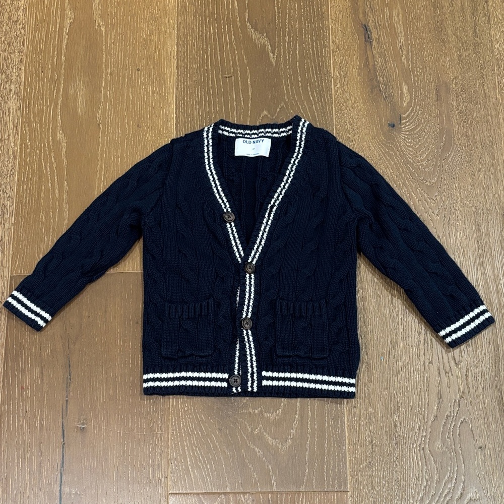 Old Navy Navy Sweater with White Trim